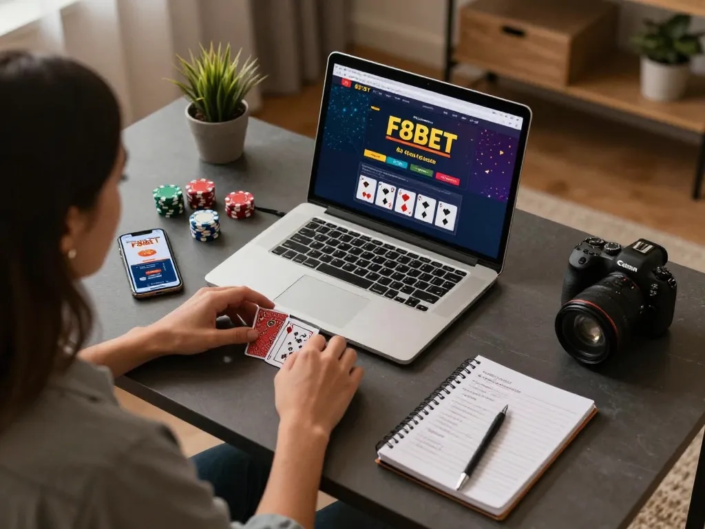 Engaging online gaming session with F8BET app, showcasing strategic focus on gameplay.
