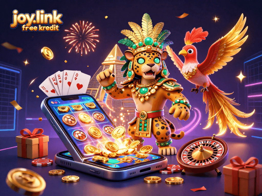 Unleash your winnings with joy.link free kredit in this vibrant 3D casino illustration.