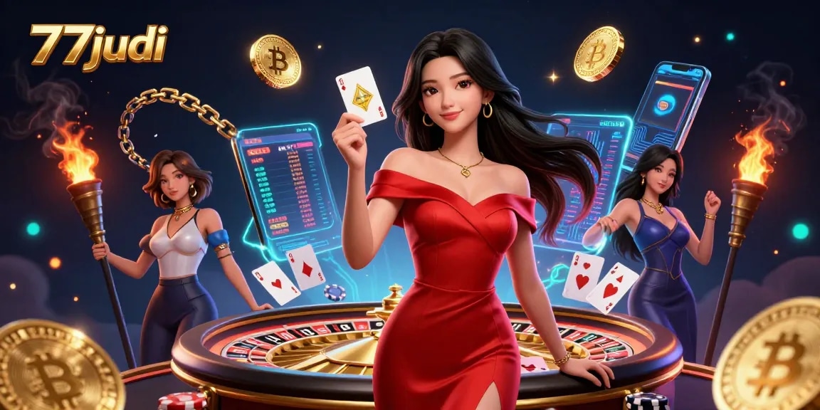 Winning 77judi game experience with a stunning dealer and vibrant gaming elements