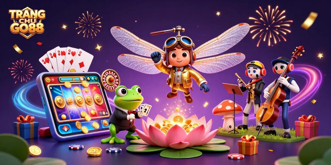 Experience the excitement of TRANG CHỦ GO88 with an engaging illustration of a lively casino scene.
