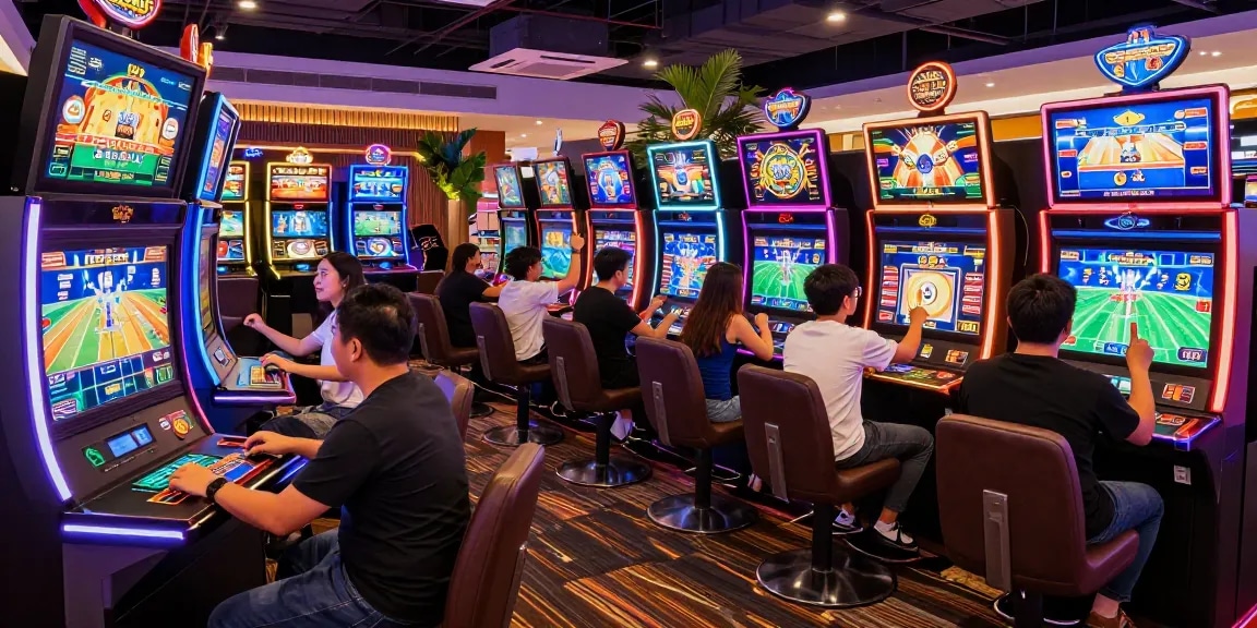Online casino Malaysia scene with players enjoying sports betting and live games in a dynamic lobby.