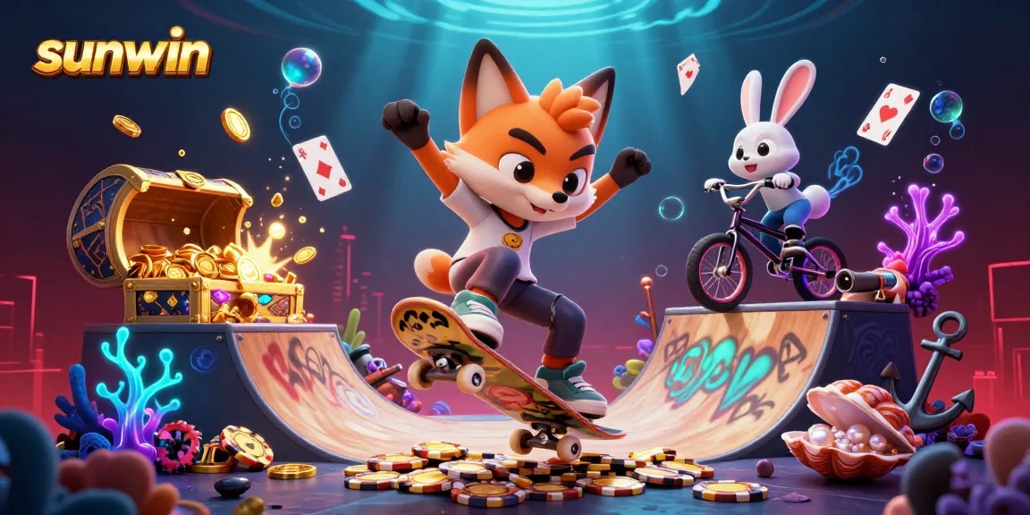 Experience thrilling gameplay with sunwin's vibrant 3D casino scene filled with animated action.