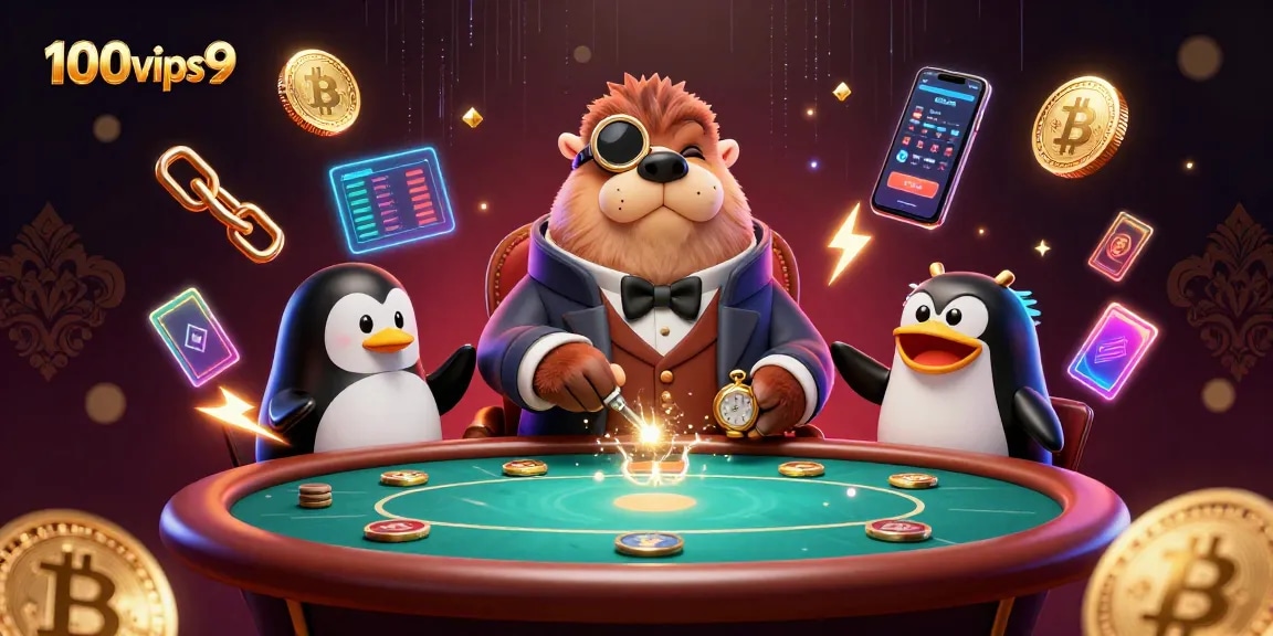 Engage in thrilling games at 100vips9 with a jolly walrus, penguin dealer, and bluffing pufferfish.