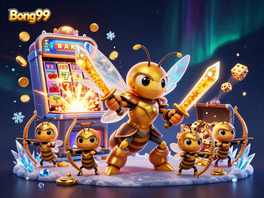 Engage in thrilling gameplay with Bong99 as golden hornet samurai and bee archers celebrate a jackpot!