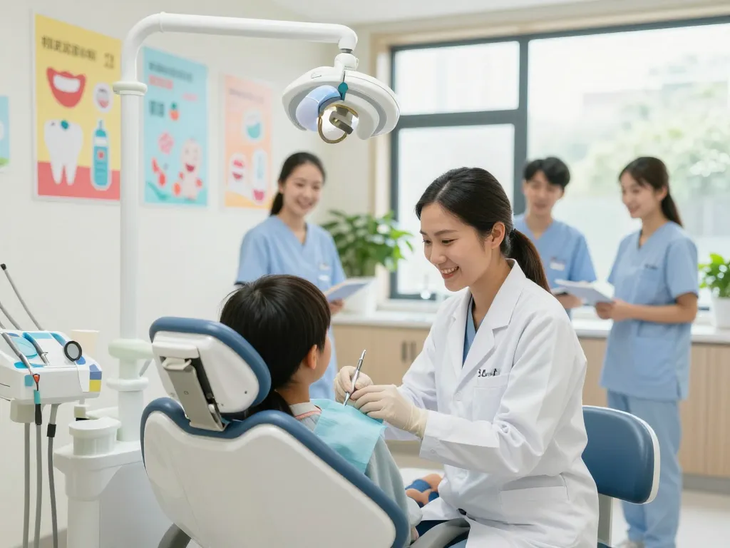 dental clinic near me providing a friendly atmosphere with caring dentist and young patient
