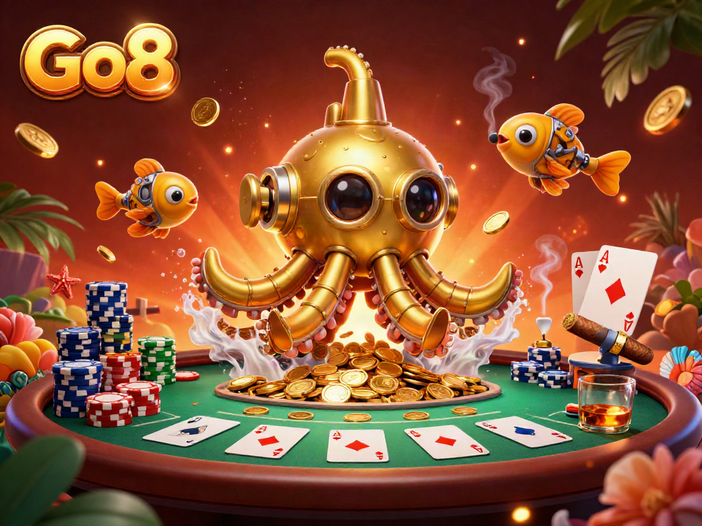 Engage in winning strategies with Go8 at a vibrant casino scene filled with excitement.