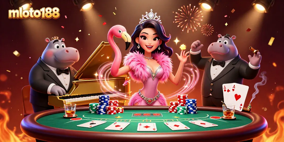 Experience the thrilling atmosphere of mloto188 with vibrant characters and casino elements.