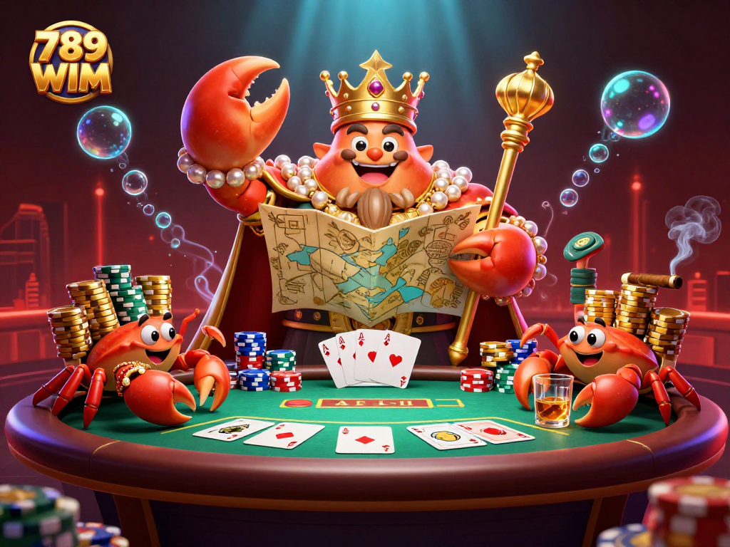 Experience thrilling wins at 789 WIM with our dynamic poker scene featuring a golden emperor crab.