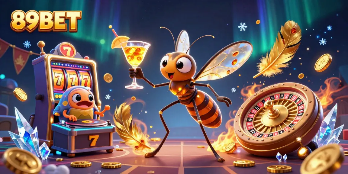Enter the thrilling world of 89BET with a vibrant casino scene featuring iconic slot elements.