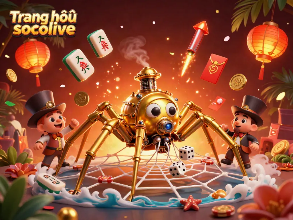 Experience the thrilling atmosphere of Trang chủ socolive with a vibrant 3D illustration featuring engaging characters and dynamic gambling elements.