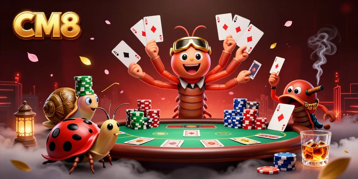 Experience thrilling wins with CM8's engaging casino scene featuring a lively millipede dealer and high-roller.