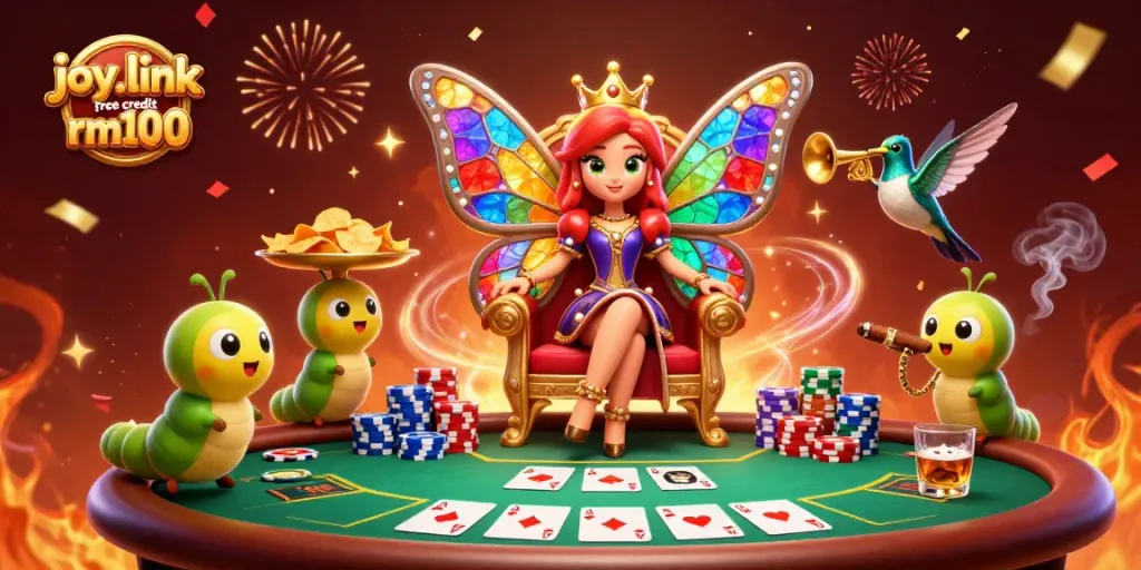 Experience tournament action with joy.link free credit rm100 offers at a vibrant poker scene featuring stunning characters.