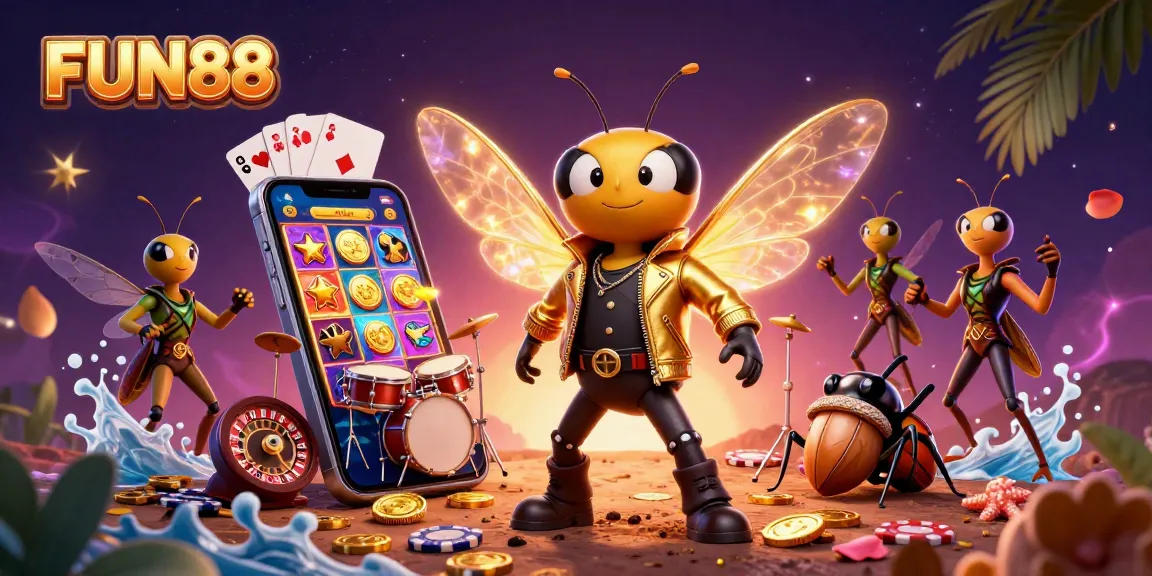 Experience FUN88's vibrant casino scene with dynamic characters and engaging game elements.