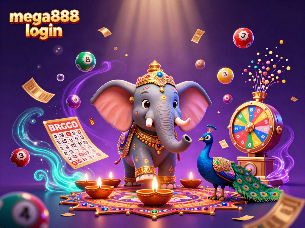 Start your mega888 login adventure with vibrant visuals, featuring a colorful casino scene.