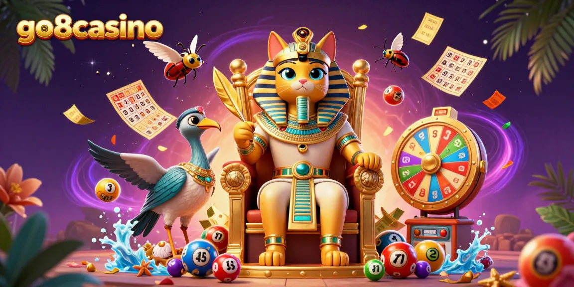 Experience excitement with go8casino, featuring a golden throne and dynamic casino elements.