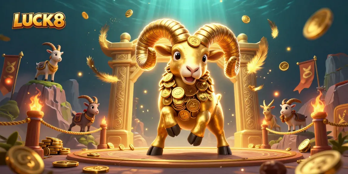 Experience LUCK8 with a vibrant battle scene showcasing a golden ram charging through a casino arena.