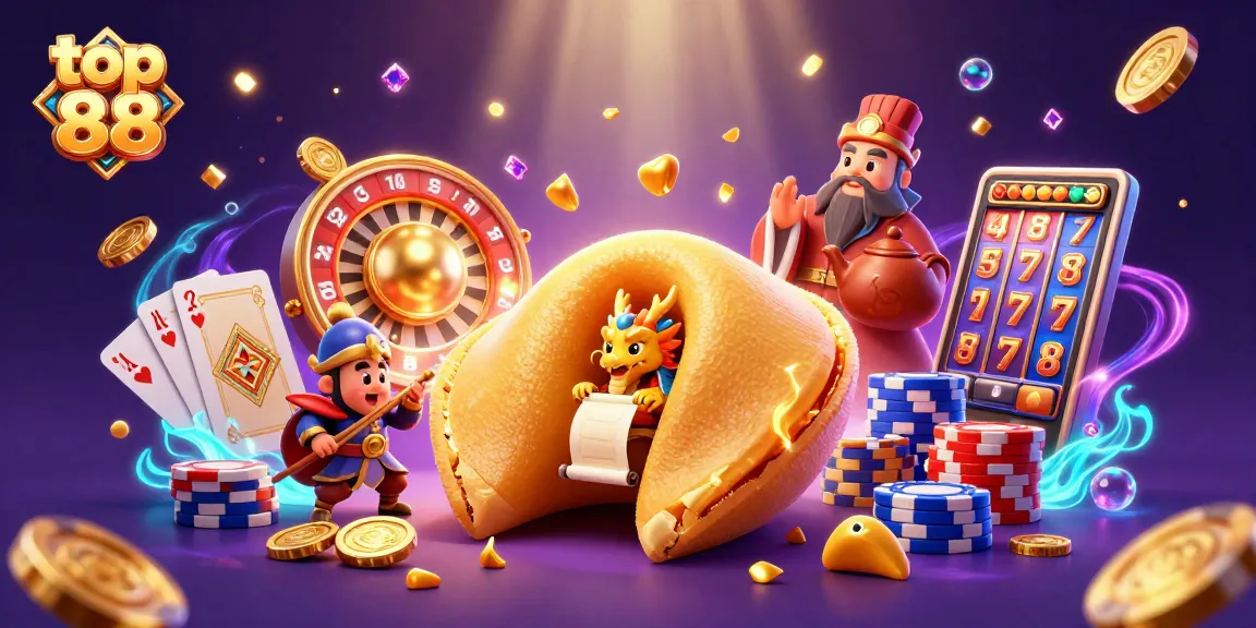Engage with top 88's captivating world, featuring golden fortune cookies and dynamic casino elements.