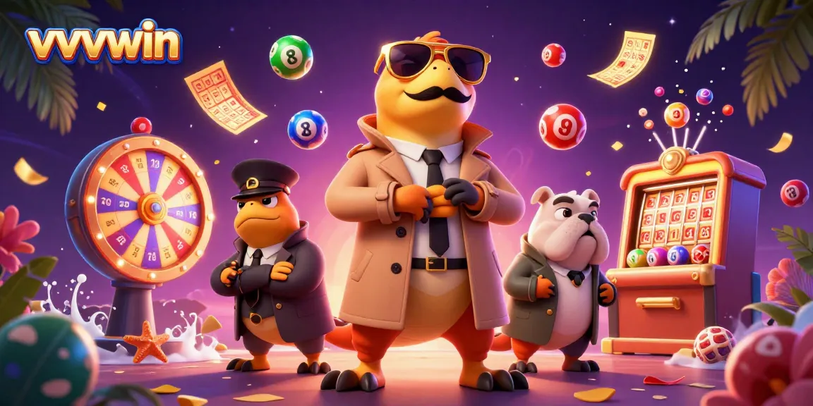 Experience thrilling gaming adventures at vvvwin with dynamic lottery elements and a playful casino scene.