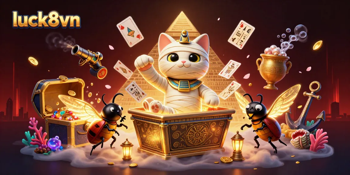 Experience thrilling gaming with luck8vn in an enchanting pyramid casino scene.
