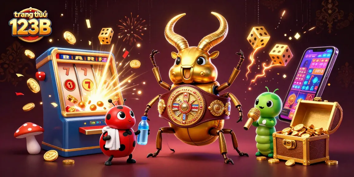 Experience the vibrant energy of trang chủ 123B with a dynamic 3D casino illustration showcasing playful characters and exciting gaming elements.